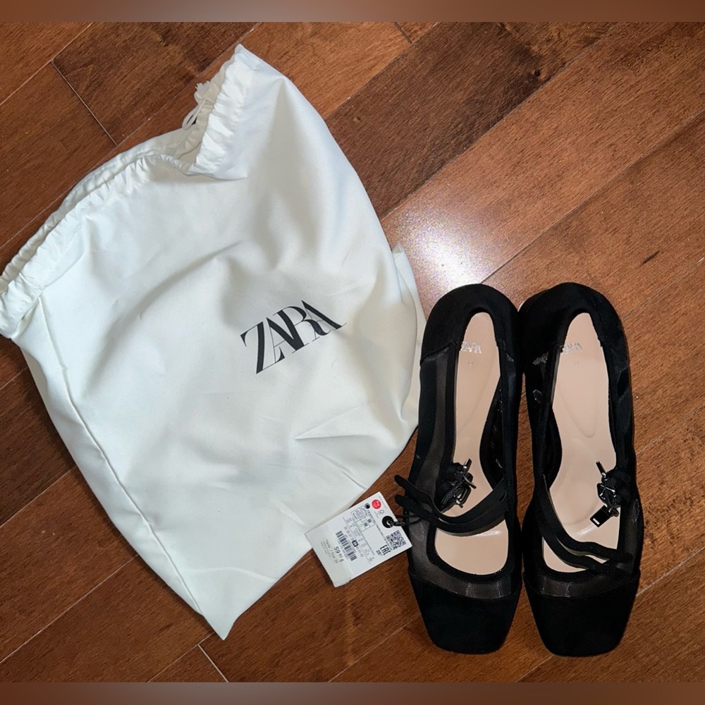 Zara Black Flats with Sheer Detail - Picture 11 of 13
